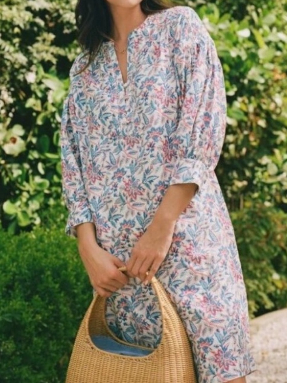 J MCLAUGHLIN Floral Print Cotton Tunic Dress in 100% linen ! XS